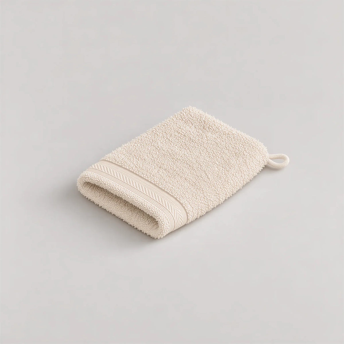 Waschhandschuh 15 x 20 cm in Creme-Beige – Teil des Sets „Walkfrottee-Badset Creme-Beige, 9-teilig“