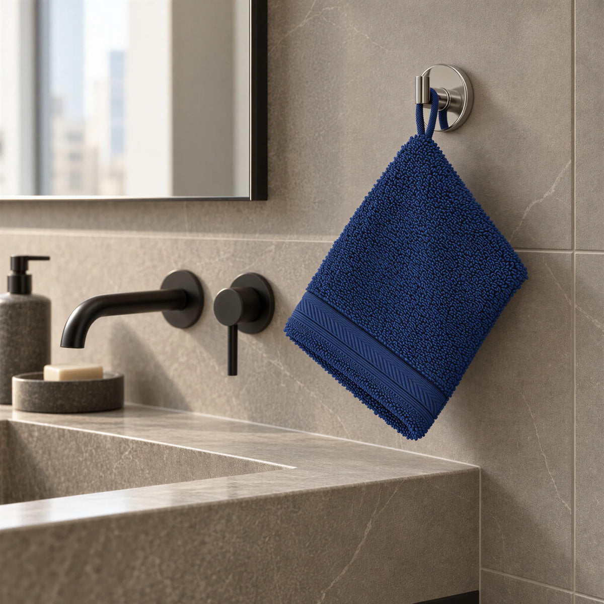 Waschhandschuh Navy aus Walkfrottee – Ambiente im Bad