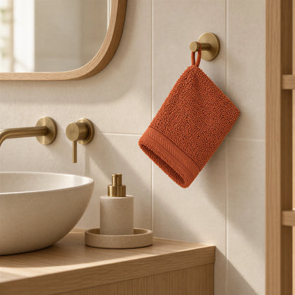 Waschhandschuh Terracotta aus Walkfrottee – Ambiente im Bad