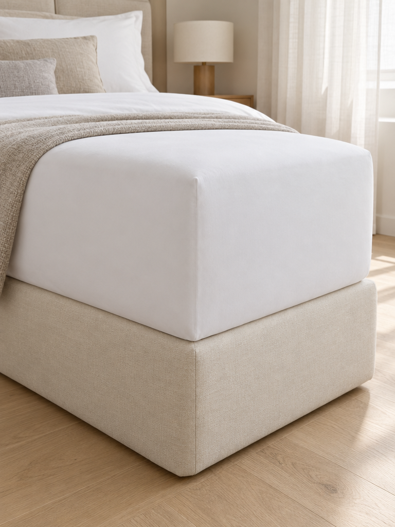 Welches Spannbettlaken für Boxspringbett: tiefer Steg an der hohen Matratzenecke