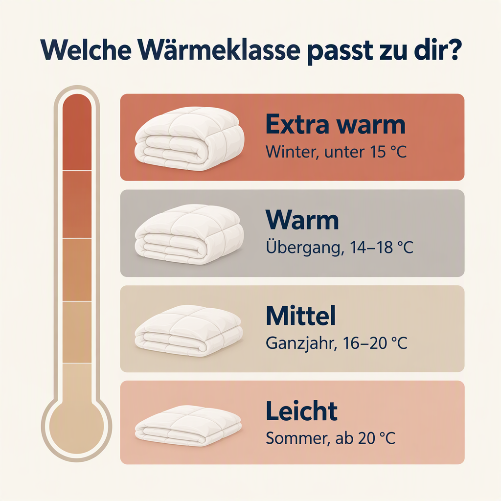 Grafik: Wärmeklassen von der Sommerdecke bis zur Winterdecke 135x220